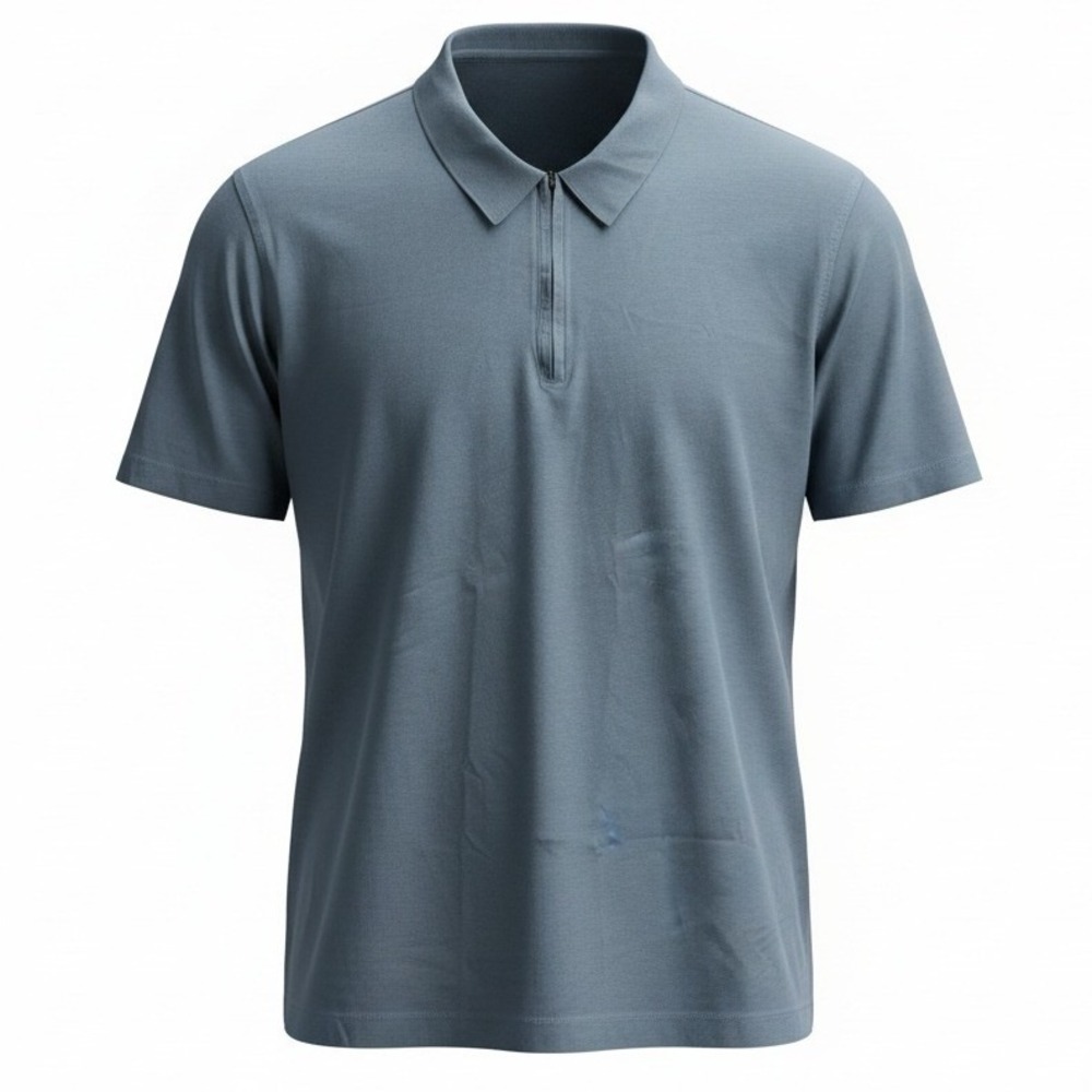 Castagne Polo Shirt Mens 2XL Blue Gray Pima Cotton Quarter Zip Short Sleeve